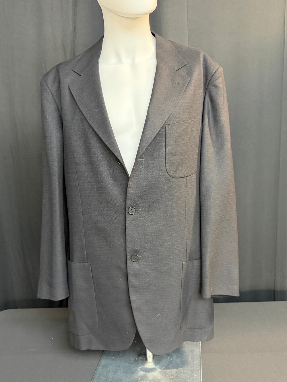 Zanella Mens 44L Sport Coat Black 75% Wool 25% Silk Made in Italy Blazer